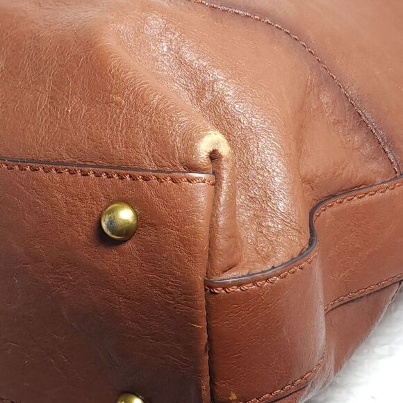 Frye Cognac Brown Leather Xtra Large Ring Tote Bag Purse Handbag - Picture 16 of 16